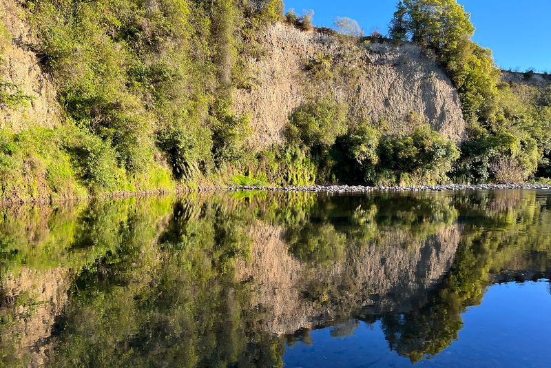Ohau River, Gladstone reserve, calm pool beside the cliff