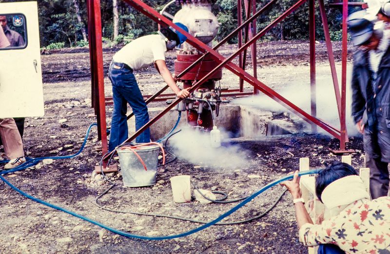 Staff from Pertamina testing steam flow and properties at Kiawah Kamojang