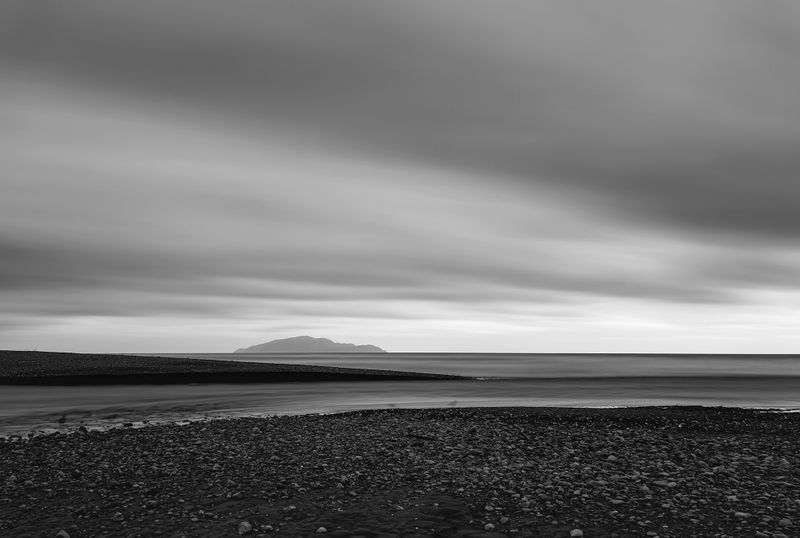 10 February 2024 - Black and white long exposure at Ōtaki Beach
