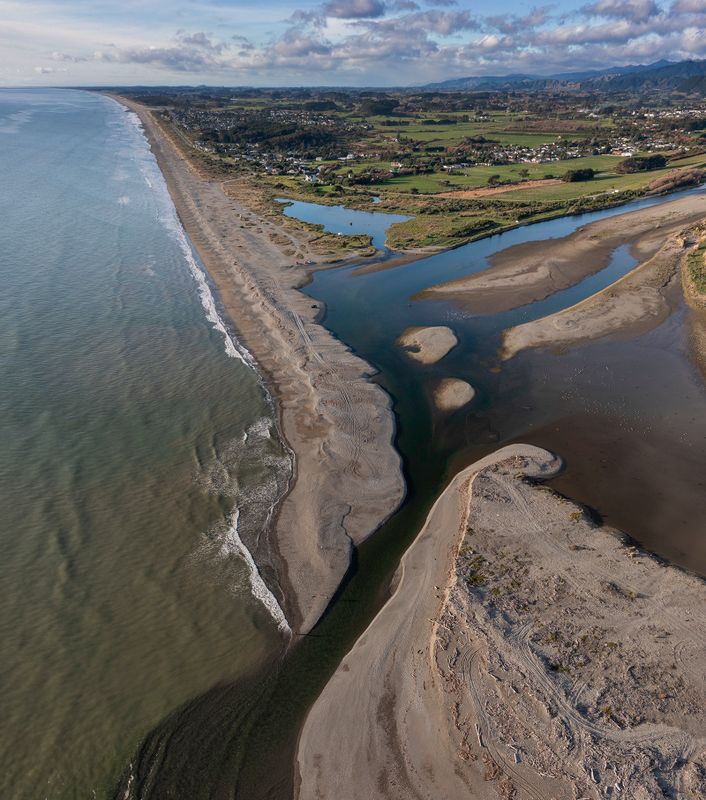 19 June 2024 - Vertical pano (3 shots) at the Otaki River Mouth