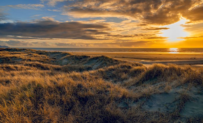 Ōtaki Beach, near Waitohu stream mouth, Late afternoon light
