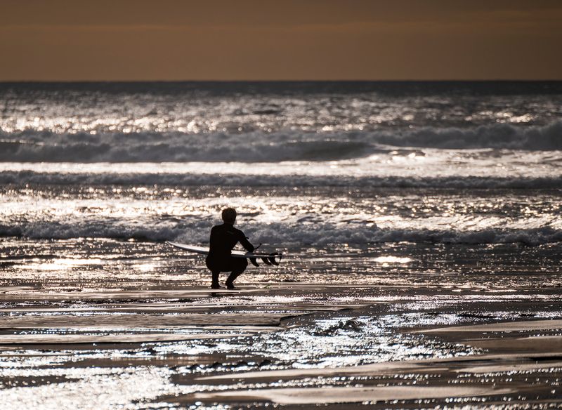 Looking at the sea before entering - Paritutu Beach, New Plymouth