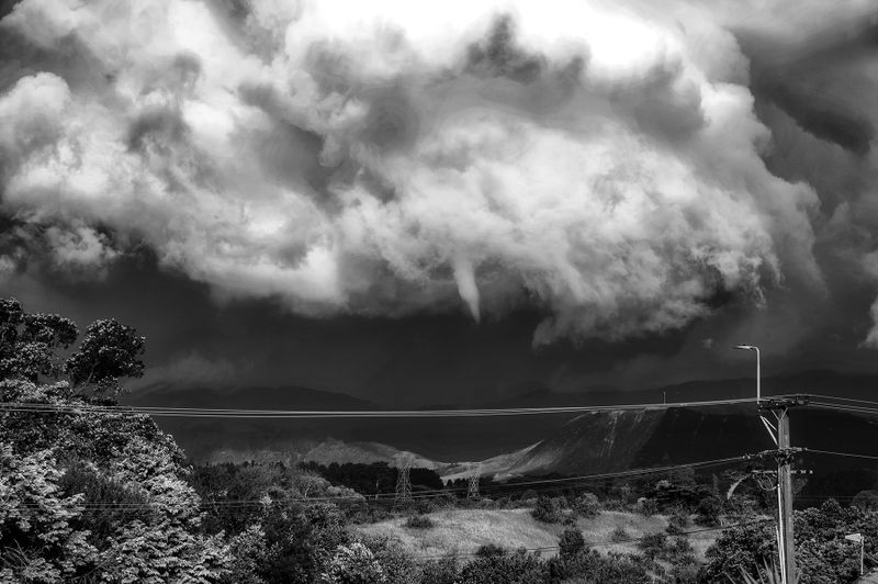 Summer storm gathering over the Tararua's - shame about the power lines