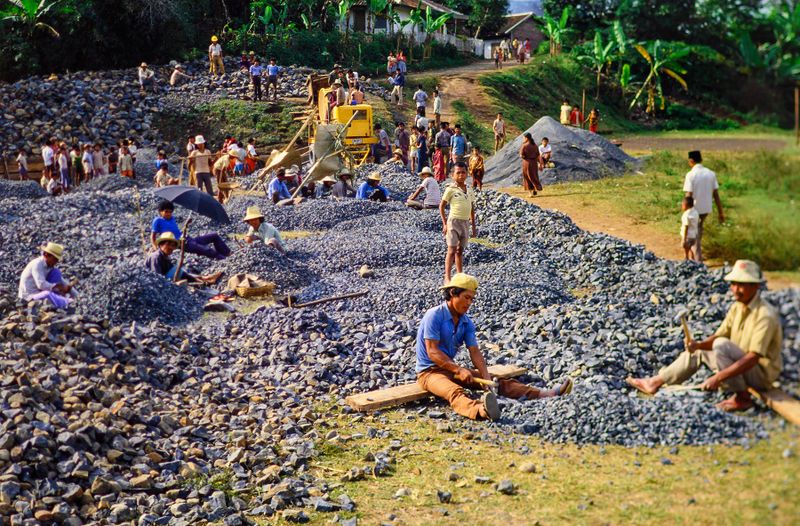 More rock quarrying and stone sorting