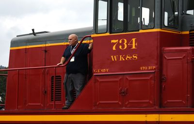10- Phil Banks Closing the door on GE 65 Ton At Wanamaker,Kempton & Southern (WK&S) @ Kempton, PA (Sep 25, 2025).JPG