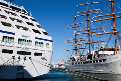 Beautiful Sea Cloud Spirit docked with us in Cadiz