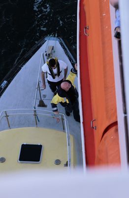 It's always fun to watch harbor pilot transfer from cruise ship to pilot boat