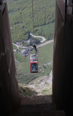Upcoming cable car as we waited to go back down