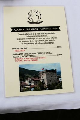 Took picture as note to self to avoid cocida.  (See explanation above.)