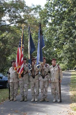 The Color Guard got ready to march: L to R - Billy Sturgis, Jim Mitch Mitchell, Brett Thompson, Mike Kidd & Thomas White