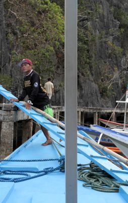 Getting on & off boats was not always easy