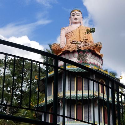 Haw Par Buddha on top of pagoda at the top level of park