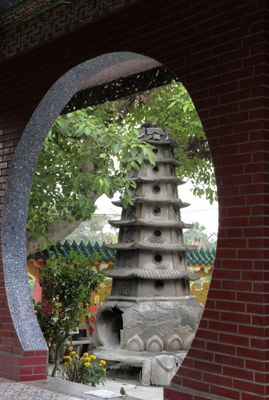 A pagoda outside main portion of temple