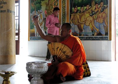 We were treated to a water blessing by a monk.