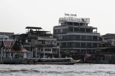 Once in Bangkok we found the Hotel Riva Arun.  Here it is from the water