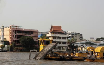 Cleaning the river with big machines