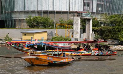 Colorful boats near Iconsiam shopping complex