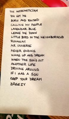 Set list (no Breezy, but my favorite Never Ending)