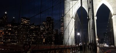 The pylon closest to Manhattan