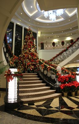 Marina reception staircase from one side - beautiful!  As we sailed, the top of the tree swayed very slightly.