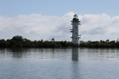 Harvest Caye Flighthouse replica lighthouse.  
