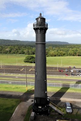 In Panama disused lighthouses are painted black! This is Gatun Northbound Rear.