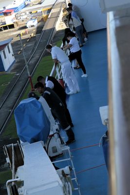 Crew members noticing tight fit in the locks