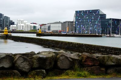 Harpa with lighthouses (Ingolfsgeroi & Nordurgeroi)