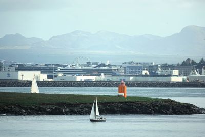 Engey Lighthouse as we departed Reykjavik at 6 PM.