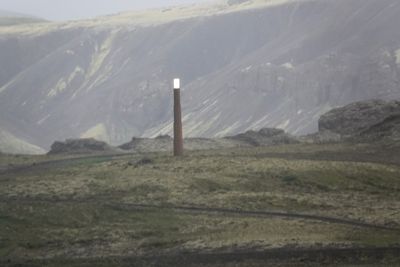 Outside Reykjavik: Artwork like this (pole with light) helped gain designation of Reykjavik as a Cultural Cityat for Reykjavik