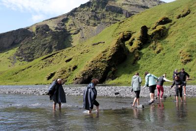 Skogafoss was the other waterfull we visited. Some people forded stream to get another view.