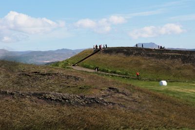 Pseudocraters at Lake Myvan formed when lava hit cold surface, exploded steam upwards, & formed cones!