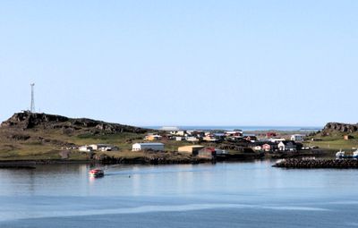 The small town of Djupivogur from our approach. Life centers around the small harbor.