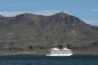 Viking Mars anchored in fjord 