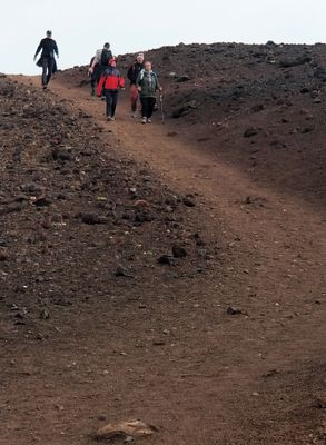 Eldfell steep hill at fork (go left for peak or stay level for lower views). 