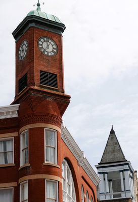 Clock tower & empty part of Masonic Temple 