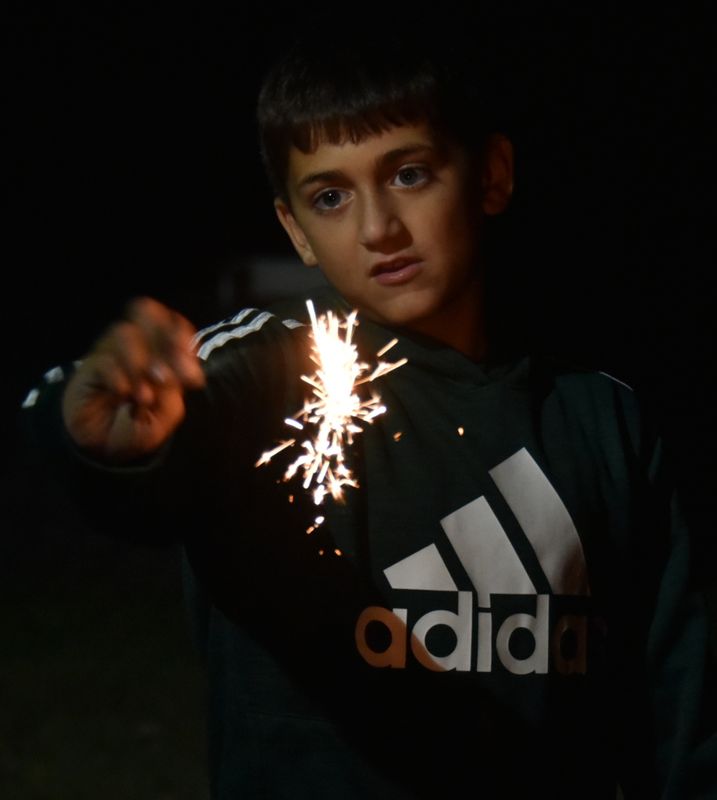 AJ with a sparkler