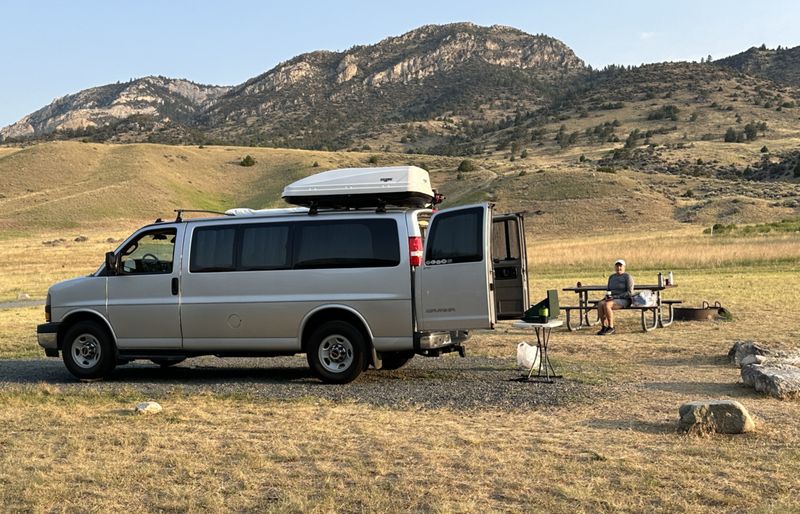 Morning Coffee at our campsite at Lewis & Clark Caverns, Whitehall, Montana