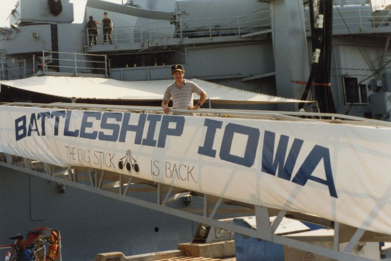 Rex on the Iowa gangplank