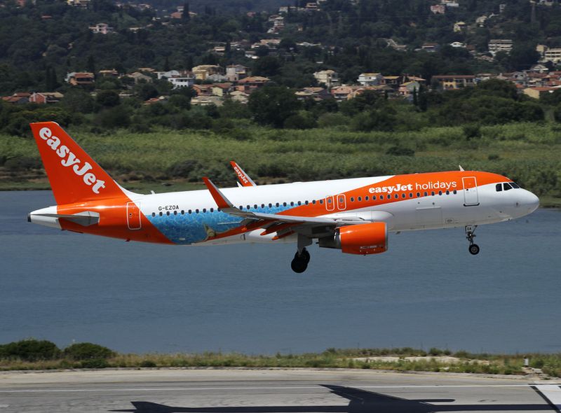 Easyjet Holidays titles and swimming pool paint job arrival Corfu.