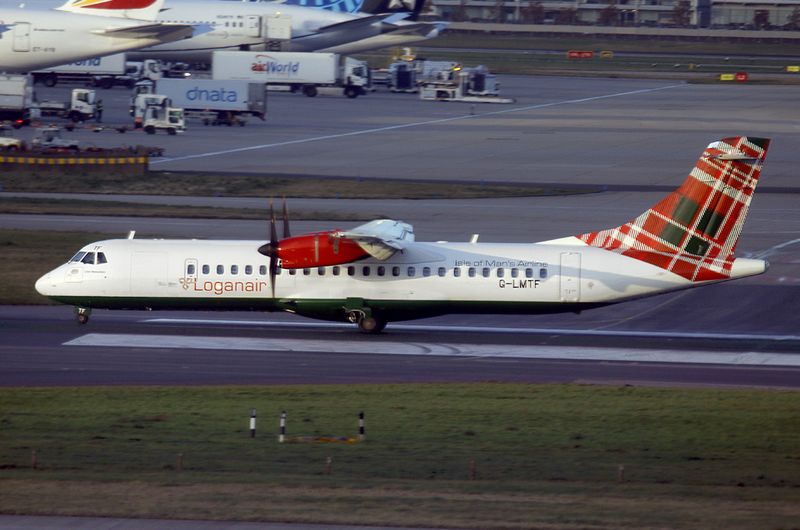 dep at LHR with special livery, 'Isle of Man's Airline'