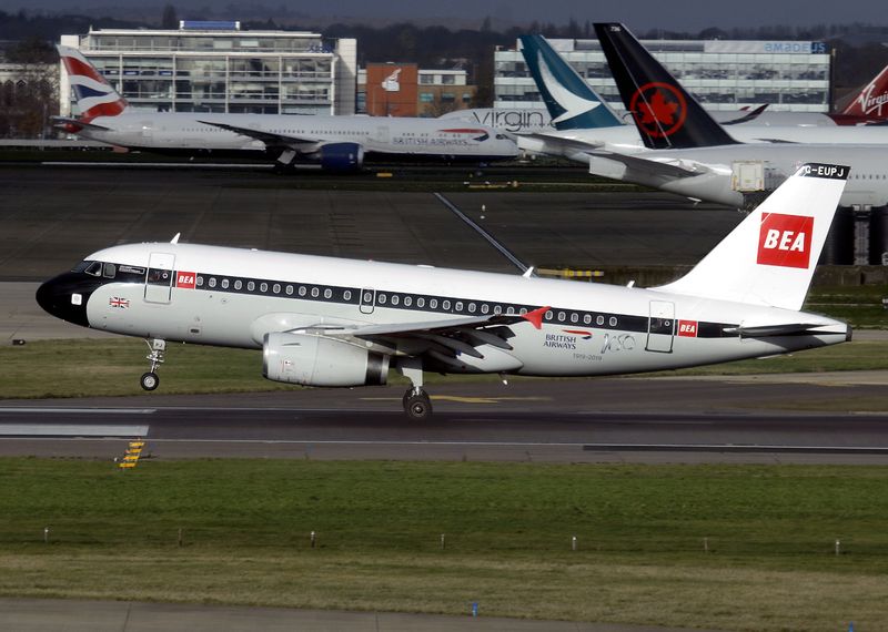 Arrv 27L at LHR with the BEA Retro livery