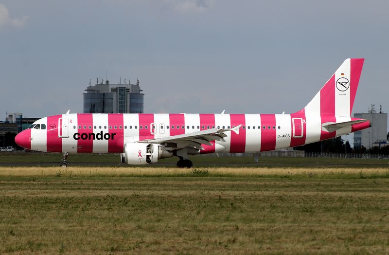 Arrival at Prague, witrh breast awareness pink livery 