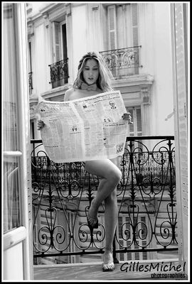 Topless & Nude on the Balcony by Maggy