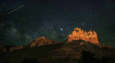 0012-3B9A0481-Milky Way & Falling Star over Camel Head & Snoopy Rock, Sedona.jpg