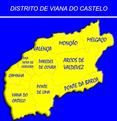Distrito de Viana do Castelo (2255 km2; 231 488 h - 103 h/km2)