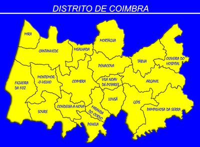 Distrito de Coimbra (3947 km2; 408 631 h - 103 h/km2)