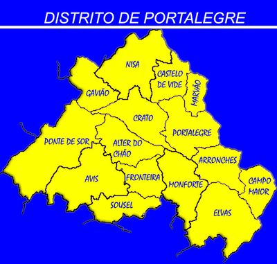 Distrito de Portalegre (6065 km2; 104 989 h - 17 h/km2)