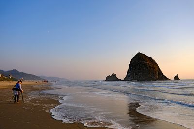 Cannon Beach, Oregon at sunset 