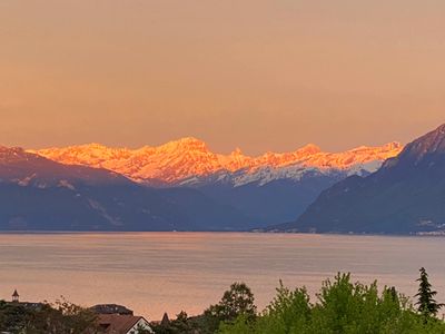Sunset across Lac Leman, Pully